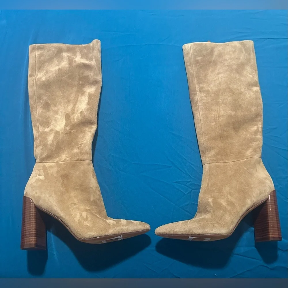 Vince Suede Mid-Calf Pointed Toe Block Heel Boots 7 EU37 Retail $598 - Picture 2 of 8